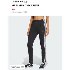 Adidas Womens Superstar Track Pants Black Trefoil Joggers Zip Ankle Medium